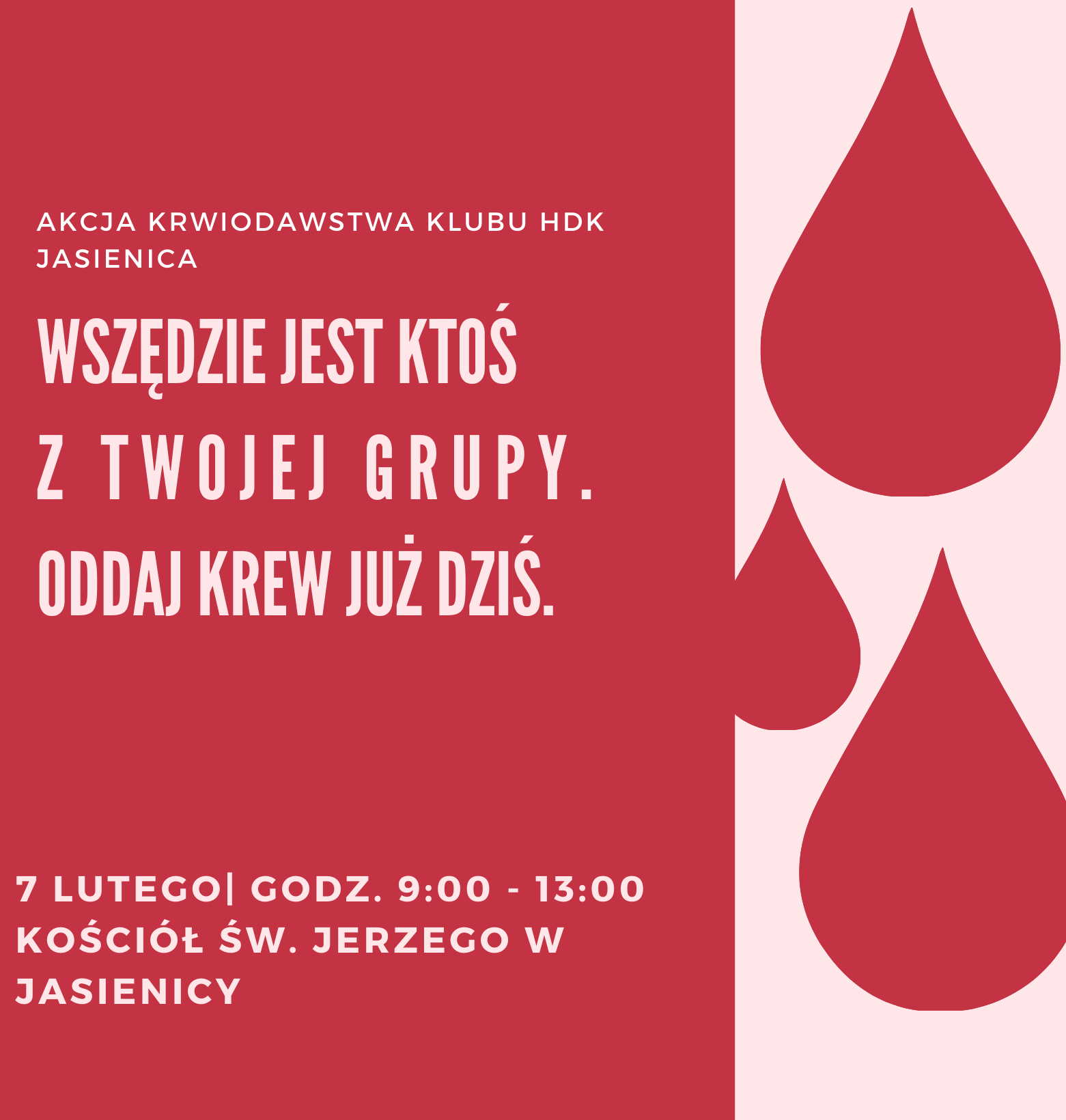 Plakat dotyczący akcji krwiodawstwa.